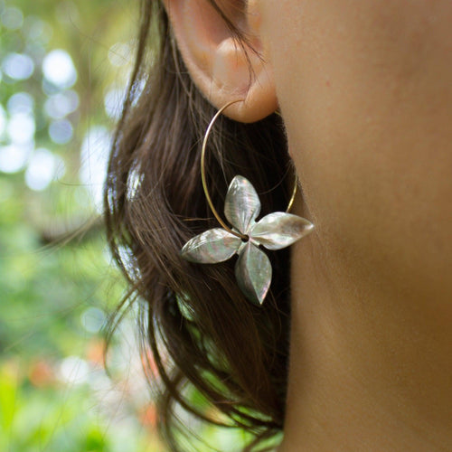 CONTACT US TO RECREATE THIS SOLD OUT STYLE Fiji Frangipani Shell Earrings 925 Sterling Silver - FJD$ - Adorn Pacific - Earrings
