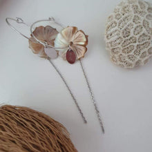 Load image into Gallery viewer, CONTACT US TO RECREATE THIS SOLD OUT STYLE Fiji Mother of Pearl Hibiscus Hoop and Chain Earrings - 925 Sterling Silver FJD$ - Adorn Pacific - Earrings
