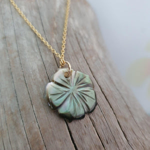 CONTACT US TO RECREATE THIS SOLD OUT STYLE Fiji Mother of Pearl Hibiscus Necklace - 925 Sterling Silver or 14k Gold Fill FJD$ - Adorn Pacific - Necklaces