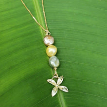 Load image into Gallery viewer, CONTACT US TO RECREATE THIS SOLD OUT STYLE Fiji Pearl and Frangipani Bua Drop Necklace - 925 Sterling Silver or 14k Gold Fill FJD$ - Adorn Pacific - Necklaces
