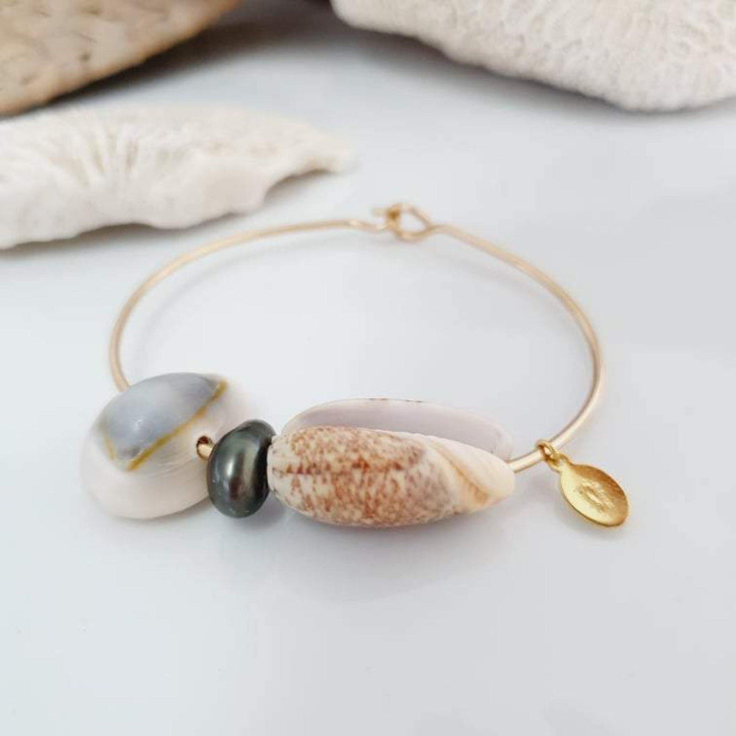 CONTACT US TO RECREATE THIS SOLD OUT STYLE Fiji Pearl & Shell Bangle 14k Gold Fill - FJD$ - Adorn Pacific - Bracelets