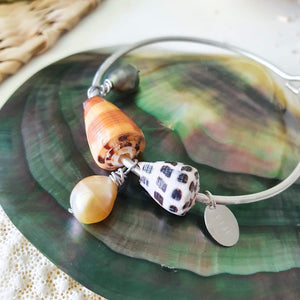 CONTACT US TO RECREATE THIS SOLD OUT STYLE Fiji Pearl and Shell Bangle 925 Sterling Silver - FJD$ - Adorn Pacific - Bracelets