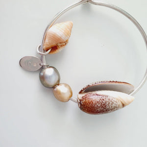CONTACT US TO RECREATE THIS SOLD OUT STYLE Fiji Pearl and Shell Bangle 925 Sterling Silver - FJD$ - Adorn Pacific - Bracelets