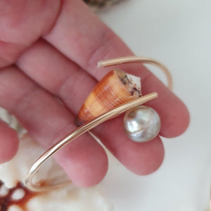 CONTACT US TO RECREATE THIS SOLD OUT STYLE Fiji Pearl and Shell Cuff - 14k Gold Filled - FJD$ - Adorn Pacific - Bracelets