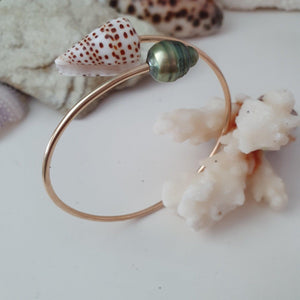 CONTACT US TO RECREATE THIS SOLD OUT STYLE Fiji Pearl and Shell Cuff - 14k Gold Filled - FJD$ - Adorn Pacific - Bracelets