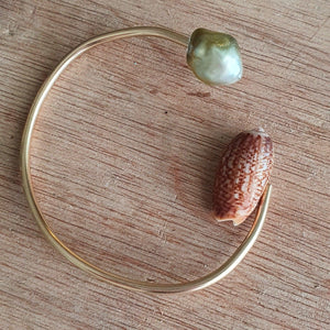 CONTACT US TO RECREATE THIS SOLD OUT STYLE Fiji Pearl and Shell Cuff - 14k Gold Filled - FJD$ - Adorn Pacific - Bracelets