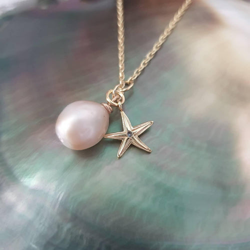 CONTACT US TO RECREATE THIS SOLD OUT STYLE Fiji Pearl and Starfish Charm Necklace in 14k Gold Fill OR 925 Sterling Silver - FJD$ - Adorn Pacific - Necklaces