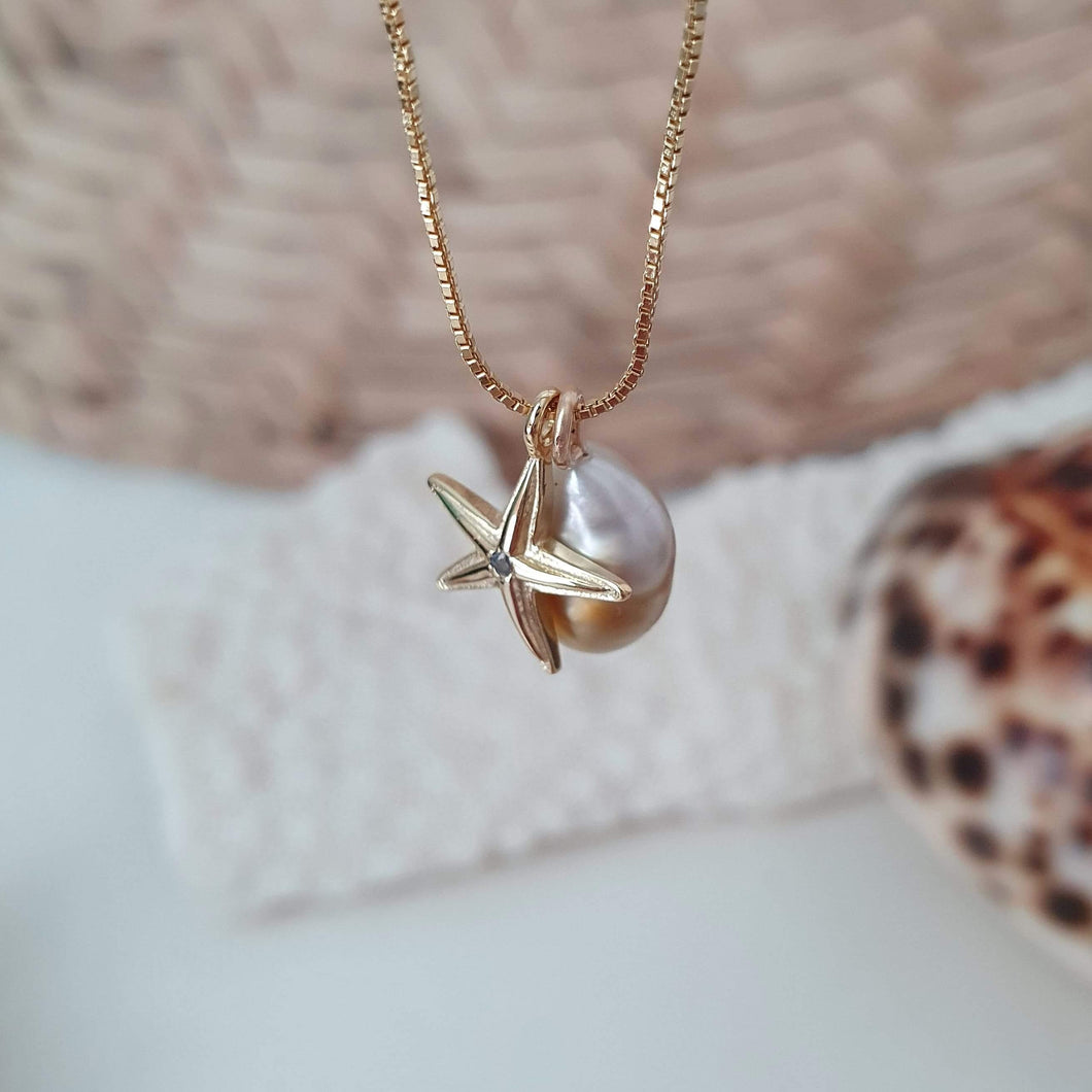 CONTACT US TO RECREATE THIS SOLD OUT STYLE Fiji Pearl and Starfish Charm Necklace in 14k Gold Fill OR 925 Sterling Silver - FJD$ - Adorn Pacific - Necklaces