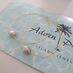 CONTACT US TO RECREATE THIS SOLD OUT STYLE Fiji Pearl Hoop Earrings - 925 Sterling Silver or 14k Gold Fill FJD$ - Adorn Pacific - Earrings