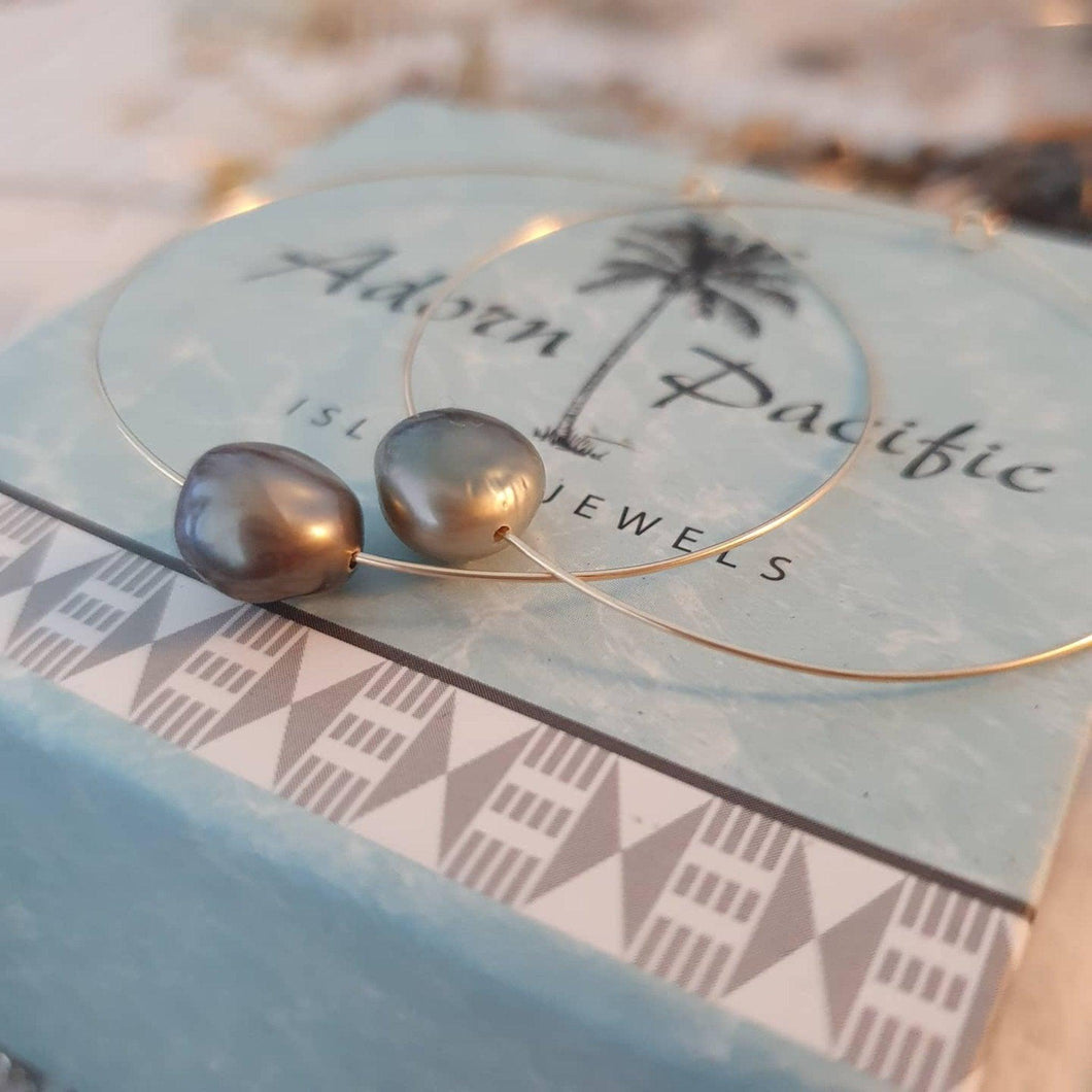 CONTACT US TO RECREATE THIS SOLD OUT STYLE Fiji Pearl Hoop Earrings - 925 Sterling Silver or 14k Gold Fill FJD$ - Adorn Pacific - Earrings