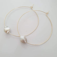 Load image into Gallery viewer, CONTACT US TO RECREATE THIS SOLD OUT STYLE Fiji Pearl Hoop Earrings - 925 Sterling Silver or 14k Gold Fill FJD$ - Adorn Pacific - Earrings
