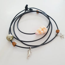 Load image into Gallery viewer, CONTACT US TO RECREATE THIS SOLD OUT STYLE Fiji Pearl, Starfish &amp; Seahorse Charm Real Leather Multi-way Bracelet / Necklace - FJD$ - Adorn Pacific - Bracelets
