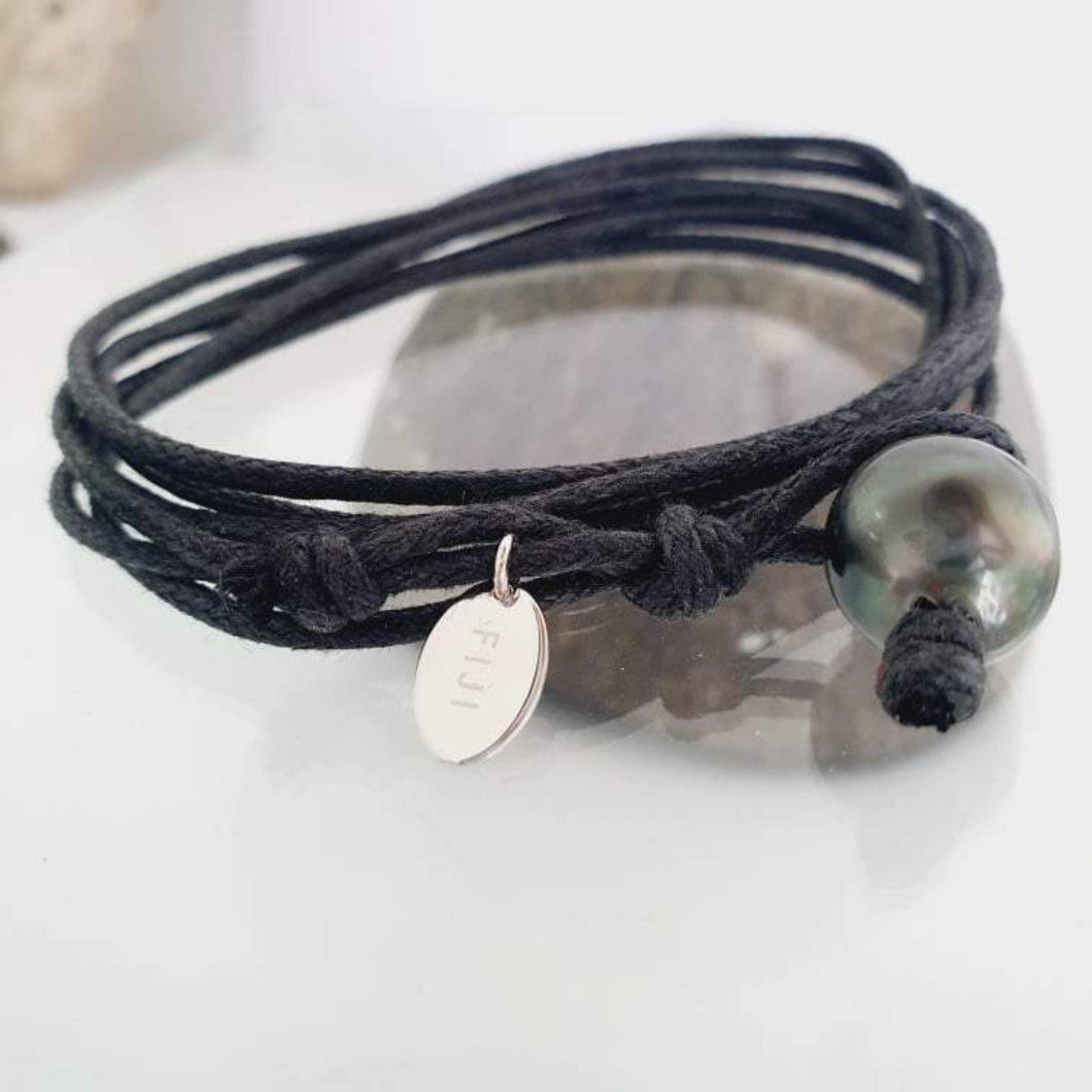 CONTACT US TO RECREATE THIS SOLD OUT STYLE Fiji Saltwater Pearl Multi-Way Wax Cord or Faux Suede Leather Bracelet/Necklace/Anklet - FJD$ - Adorn Pacific - Bracelets