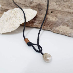 CONTACT US TO RECREATE THIS SOLD OUT STYLE Fiji Saltwater Pearl Multi-Way Wax Cord or Faux Suede Leather Bracelet/Necklace/Anklet with Copper Detail - FJD$ - Adorn Pacific - Bracelets