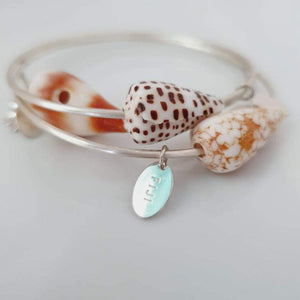 CONTACT US TO RECREATE THIS SOLD OUT STYLE Fiji Shell & Frangipani Charm Bangle - 925 Sterling Silver FJD$ - Adorn Pacific - Bracelets
