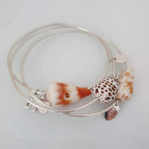 CONTACT US TO RECREATE THIS SOLD OUT STYLE Fiji Shell & Frangipani Charm Bangle - 925 Sterling Silver FJD$ - Adorn Pacific - Bracelets