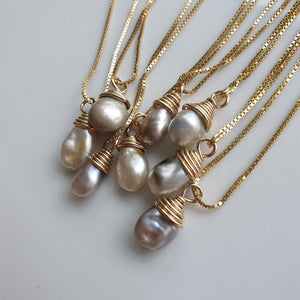 CONTACT US TO RECREATE THIS SOLD OUT STYLE Fijian Saltwater Pearl Gold Wrapped Necklace - FJD$ - Adorn Pacific - Necklaces