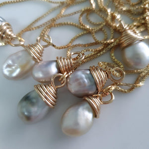 CONTACT US TO RECREATE THIS SOLD OUT STYLE Fijian Saltwater Pearl Gold Wrapped Necklace - FJD$ - Adorn Pacific - Necklaces