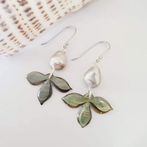 CONTACT US TO RECREATE THIS SOLD OUT STYLE Flower Oyster Shell Earrings with Fiji Saltwater Pearls - 925 Sterling Silver or 14k Gold Filled FJD$ - Adorn Pacific - Earrings