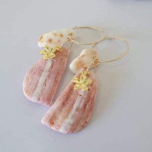 CONTACT US TO RECREATE THIS SOLD OUT STYLE Frangipani & Tumbled Shell Earrings - 14k Gold Filled FJD$ - Adorn Pacific - Earrings