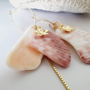 CONTACT US TO RECREATE THIS SOLD OUT STYLE Frangipani & Tumbled Shell Earrings with chain detail - 14k Gold Filled FJD$ - Adorn Pacific - Earrings