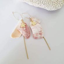 Load image into Gallery viewer, CONTACT US TO RECREATE THIS SOLD OUT STYLE Frangipani &amp; Tumbled Shell Earrings with chain detail - 14k Gold Filled FJD$ - Adorn Pacific - Earrings
