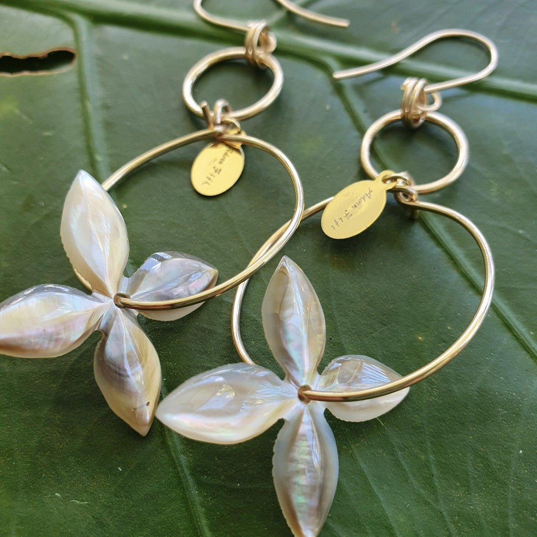 CONTACT US TO RECREATE THIS SOLD OUT STYLE Frangipani Mother of Pearl Earrings - 14k Gold Fill FJD$ - Adorn Pacific - Earrings