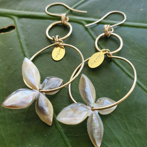 CONTACT US TO RECREATE THIS SOLD OUT STYLE Frangipani Mother of Pearl Earrings - 14k Gold Fill FJD$ - Adorn Pacific - Earrings