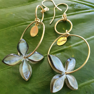 CONTACT US TO RECREATE THIS SOLD OUT STYLE Frangipani Oyster Shell Earrings - 925 Sterling Silver FJD$ - Adorn Pacific - Earrings
