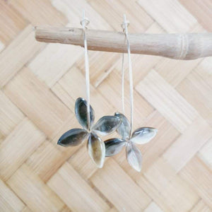 CONTACT US TO RECREATE THIS SOLD OUT STYLE Frangipani Oyster Shell Hoop Earrings - 925 Sterling Silver or 14k Gold Fill FJD$ - Adorn Pacific - Earrings