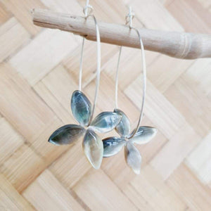 CONTACT US TO RECREATE THIS SOLD OUT STYLE Frangipani Oyster Shell Hoop Earrings - 925 Sterling Silver or 14k Gold Fill FJD$ - Adorn Pacific - Earrings