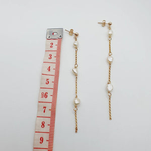 READY TO SHIP Freshwater Pearl Delicate Drop Stud Earrings in 14k Gold Fill - FJD$ - Adorn Pacific - Earrings
