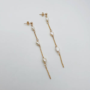 READY TO SHIP Freshwater Pearl Delicate Drop Stud Earrings in 14k Gold Fill - FJD$ - Adorn Pacific - Earrings