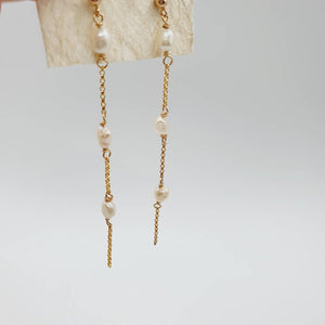 READY TO SHIP Freshwater Pearl Delicate Drop Stud Earrings in 14k Gold Fill - FJD$ - Adorn Pacific - Earrings