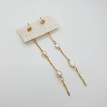 Load image into Gallery viewer, READY TO SHIP Freshwater Pearl Delicate Drop Stud Earrings in 14k Gold Fill - FJD$ - Adorn Pacific - Earrings
