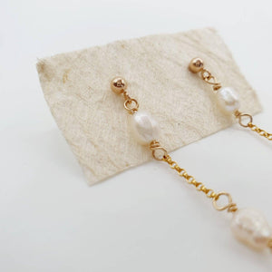 READY TO SHIP Freshwater Pearl Delicate Drop Stud Earrings in 14k Gold Fill - FJD$ - Adorn Pacific - Earrings