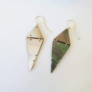 CONTACT US TO RECREATE THIS SOLD OUT STYLE Geometric Carved Mother of Pearl Shell Earrings - 14k Gold Filled FJD$ - Adorn Pacific - Earrings