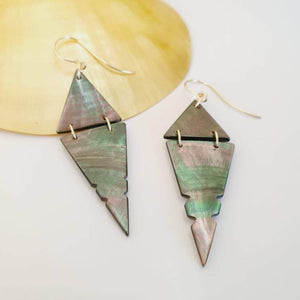 CONTACT US TO RECREATE THIS SOLD OUT STYLE Geometric Carved Mother of Pearl Shell Earrings - 14k Gold Filled FJD$ - Adorn Pacific - Earrings