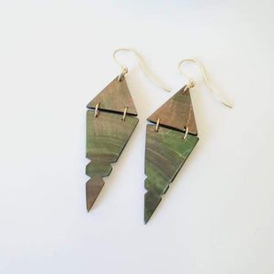 CONTACT US TO RECREATE THIS SOLD OUT STYLE Geometric Carved Mother of Pearl Shell Earrings - 14k Gold Filled FJD$ - Adorn Pacific - Earrings