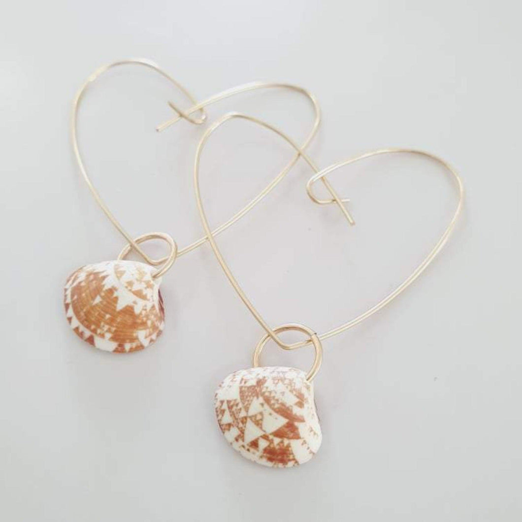 CONTACT US TO RECREATE THIS SOLD OUT STYLE Heart Shell Hoop Earrings - 14k Gold Fill  FJD$ - Adorn Pacific - Earrings
