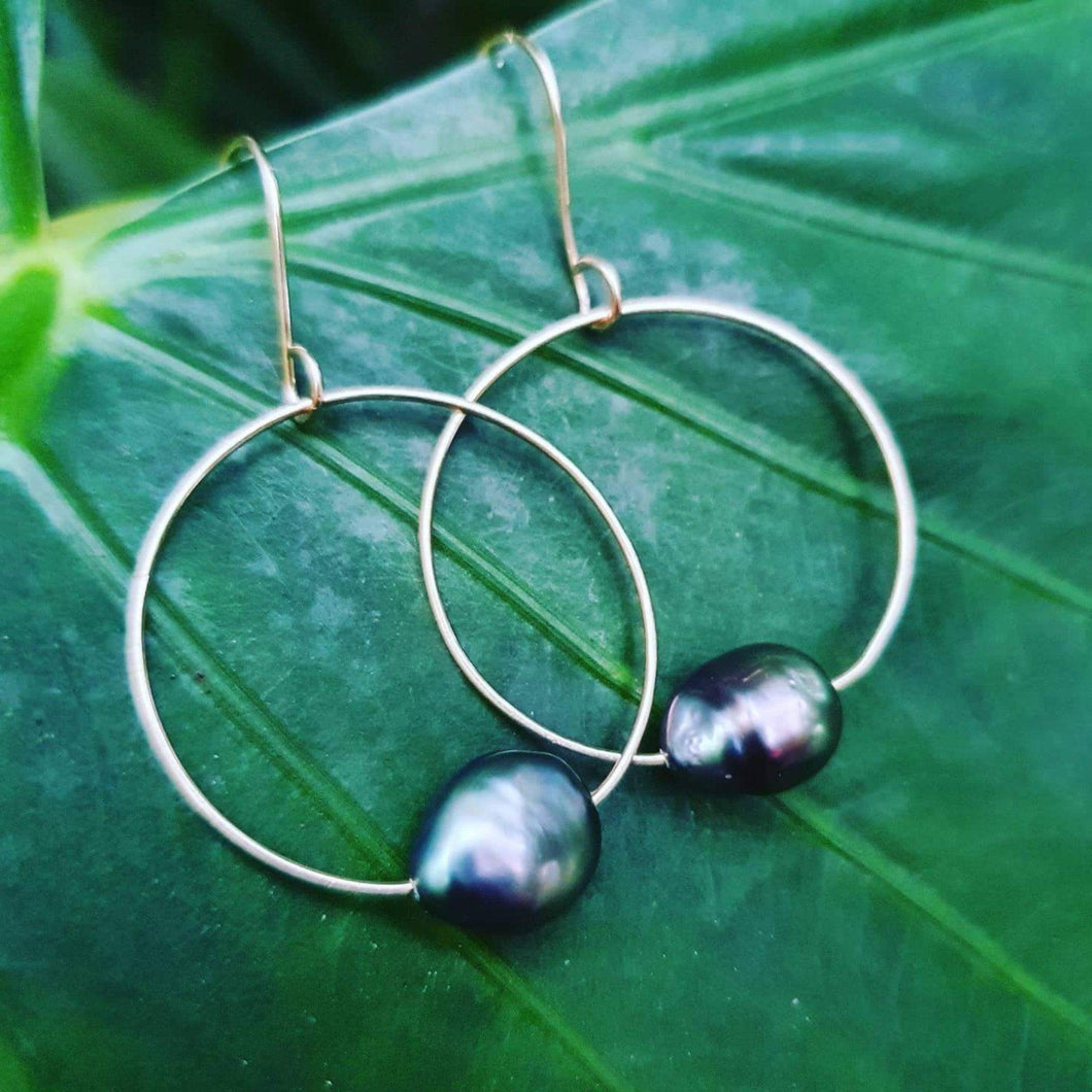 CONTACT US TO RECREATE THIS SOLD OUT STYLE Hoop Earrings with Fiji Pearls - 925 Sterling Silver FJD$ - Adorn Pacific - Earrings