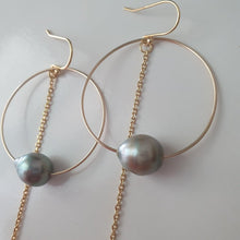 Load image into Gallery viewer, CONTACT US TO RECREATE THIS SOLD OUT STYLE Hoop Earrings with Fiji Pearls and Chain - 14k Gold Filled FJD$ - Adorn Pacific - Earrings
