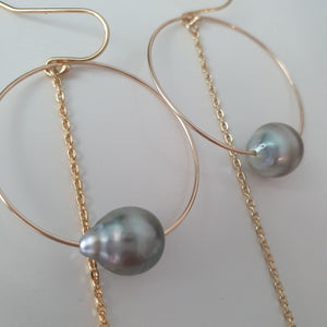 CONTACT US TO RECREATE THIS SOLD OUT STYLE Hoop Earrings with Fiji Pearls and Chain - 14k Gold Filled FJD$ - Adorn Pacific - Earrings