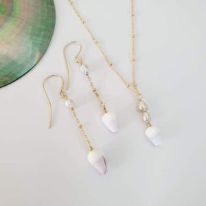CONTACT US TO RECREATE THIS SOLD OUT STYLE Keshi Pearl & Shell Necklace and Earring Set - 14k Gold Fill FJD$ - Adorn Pacific - Jewelry Sets