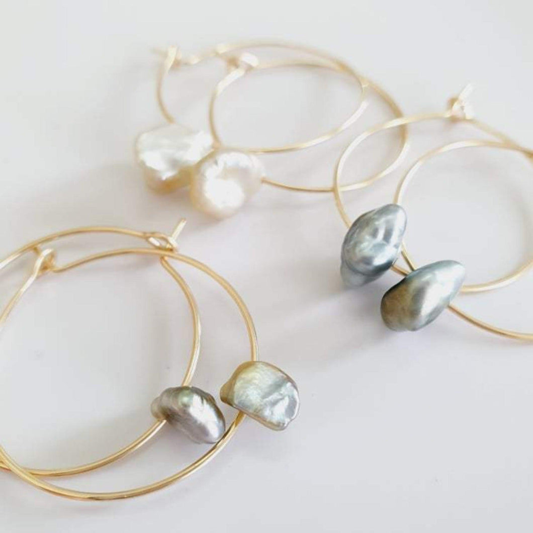 CONTACT US TO RECREATE THIS SOLD OUT STYLE Keshi Pearl Hoop Earrings - 14k Gold Fill FJD$ - Adorn Pacific - Earrings