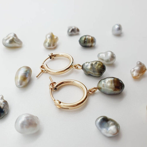 CONTACT US TO RECREATE THIS SOLD OUT STYLE Keshi Pearl Huggie Earrings - 14k Gold Fill FJD$ - Adorn Pacific - Earrings