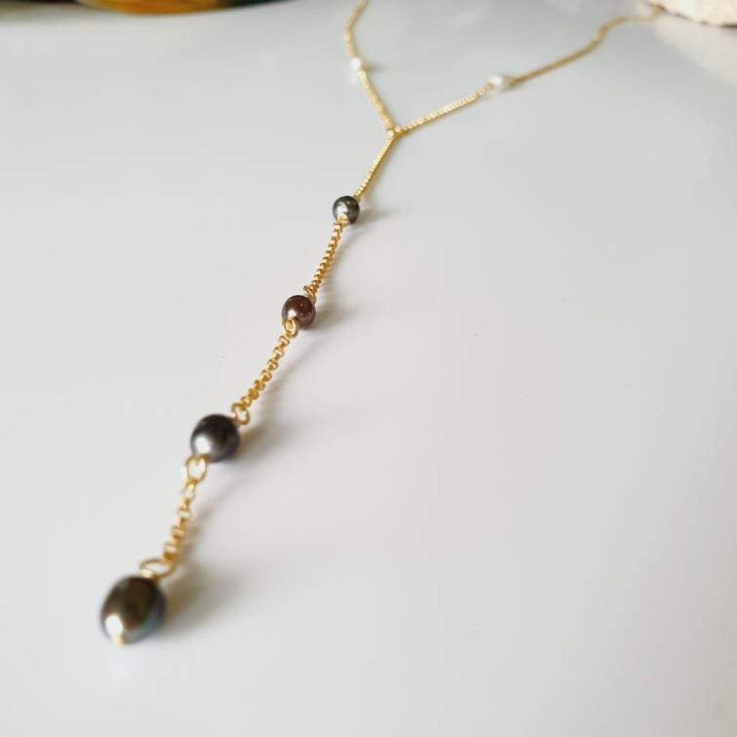 CONTACT US TO RECREATE THIS SOLD OUT STYLE Keshi Pearl Lariat Y-Necklace - 14k Gold Fill FJD$ - Adorn Pacific - Necklaces