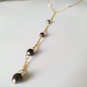 CONTACT US TO RECREATE THIS SOLD OUT STYLE Keshi Pearl Lariat Y-Necklace - 14k Gold Fill FJD$ - Adorn Pacific - Necklaces