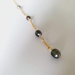 CONTACT US TO RECREATE THIS SOLD OUT STYLE Keshi Pearl Lariat Y-Necklace - 14k Gold Fill FJD$ - Adorn Pacific - Necklaces
