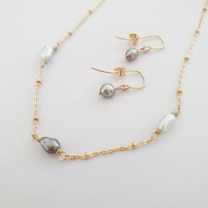 CONTACT US TO RECREATE THIS SOLD OUT STYLE Keshi Pearl Necklace and Earring Set - 14k Gold Fill FJD$ - Adorn Pacific - Jewelry Sets